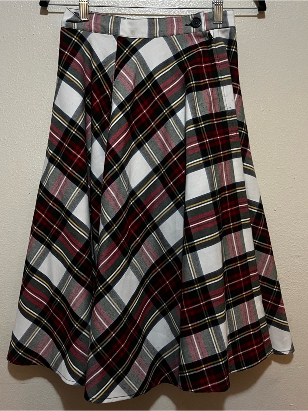 Hell Bunny Vixen Y2K Plaid Midi Skirt XS Red Tartan Flare A-Line - Picture 9 of 9